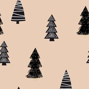 Scandinavian seamless pattern spruce. Vector abstract minimalism style for Stock Illustration