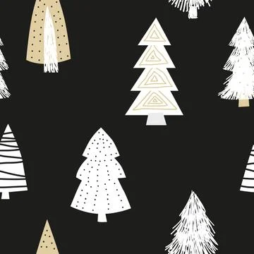 Scandinavian seamless pattern spruce. Vector abstract minimalism style for 스톡 일러스트