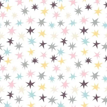 Scandinavian seamless pattern with stars. Cute background with colored shoo.. Stock Illustration