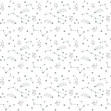 Scandinavian Seamless vector pattern for decoration, design. Astronomy different Stock Illustration