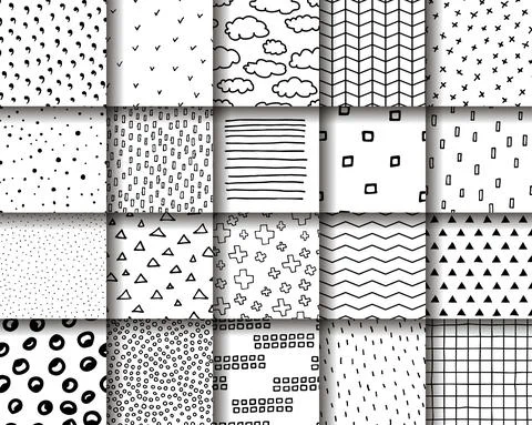 Scandinavian Set of 20 seamless patterns Illustrazione stock
