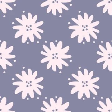 Scandinavian simple flower seamless pattern on gray background. Cute chamomil イラスト素材