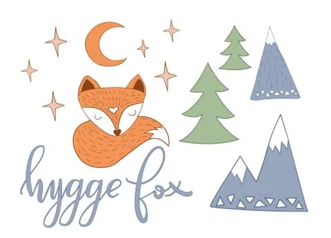Scandinavian sleepy fox Stock Illustration