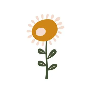 Scandinavian spring hand drawn stylized vector flower. illustration art element 스톡 일러스트