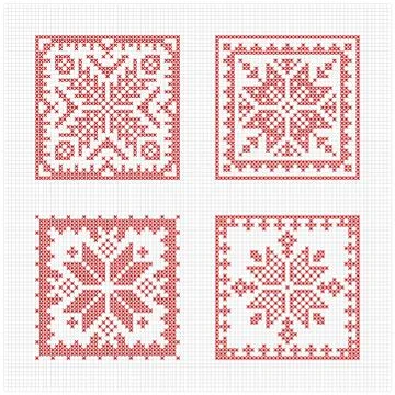 Scandinavian style cross stitch pattern Stock Illustration