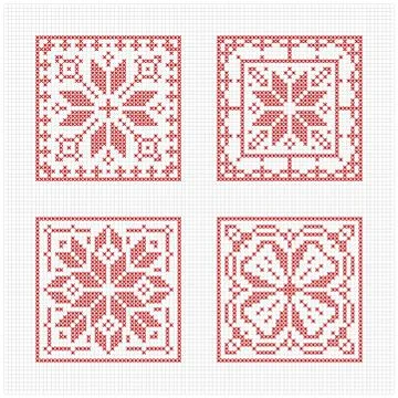 Scandinavian style cross stitch pattern Stock Illustration