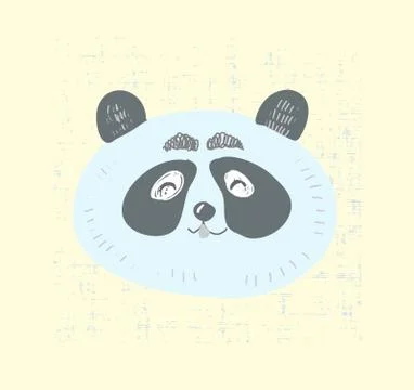 Scandinavian style cute panda face with smile vector illustration.T shirt Stock Illustration