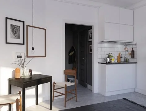 Scandinavian style kitchen design. Stock Illustration
