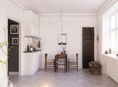 Scandinavian style kitchen design. Stock Illustration