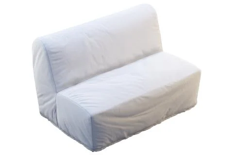 Scandinavian textile folding sofa bed. 3d render Stock Illustration