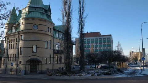 Scandinavian Tiny Castle Looking Building Stock Footage 99219788