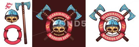 Scandinavian Viking warrior logo Stock Illustration