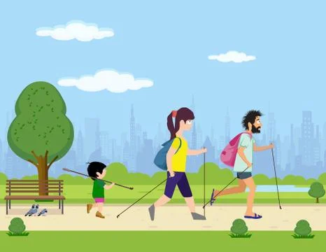 Scandinavian walking Stock Illustration