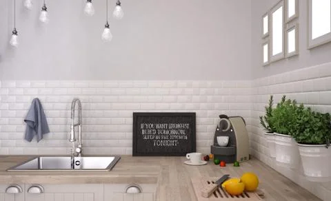 Scandinavian white kitchen Stock Illustration