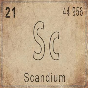 Scandium Element Card from Periodic Table on Vintage Old Paper Stock Illustration