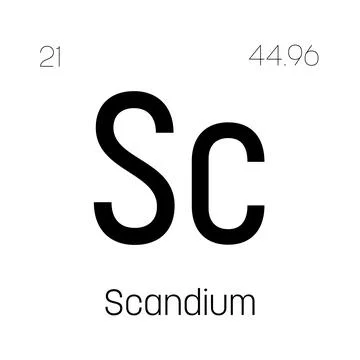 Scandium, Sc, periodic table element Stock Illustration