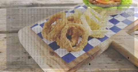 Scanlines starting hex overlay growing cam sliding right showing onion rings Stock Footage 331820623
