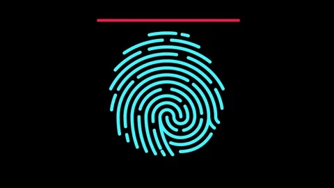 Scanned fingerprint for authentication Fingerprint data encryption Stock-Footage 240595825
