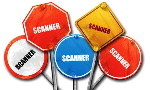 Scanner, 3D rendering, rough street sign collection Stock Illustration
