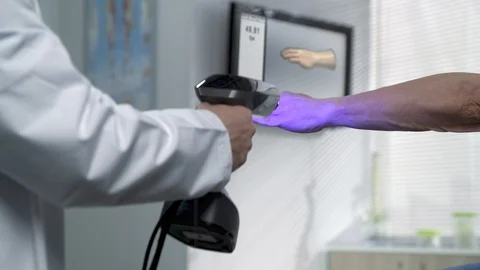 Scanner 3d technology medical application scanning human hand Stock Footage 127098057