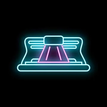 Scanner device with glowing neon light effect Stock Illustration