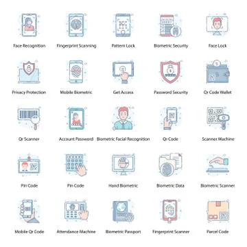 Scanner Devices Flat Icons Pack Stock Illustration