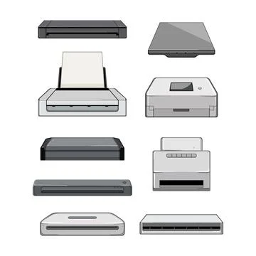 Scanner document set cartoon vector illustration Illustrazione stock