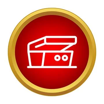 Scanner flatbed device icon on red button Stock Illustration