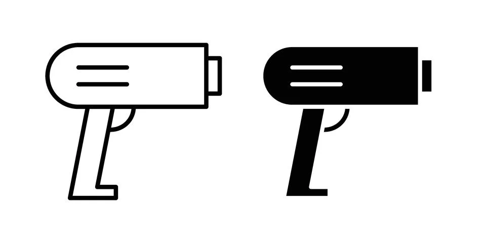 Scanner gun icon drawing lines. Silhouette style vector bundle 库存插图