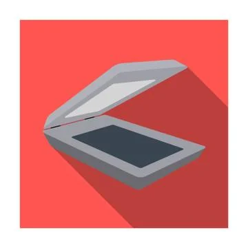 Scanner icon in flat style isolated on white background. Personal computer 스톡 일러스트