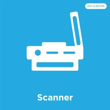 Scanner icon isolated on blue background Illustrazione stock gratuita