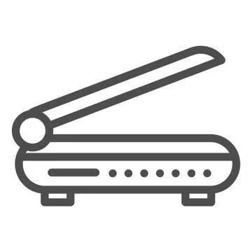 Scanner line icon. Document scan vector illustration isolated on white. Copy Stock Illustration
