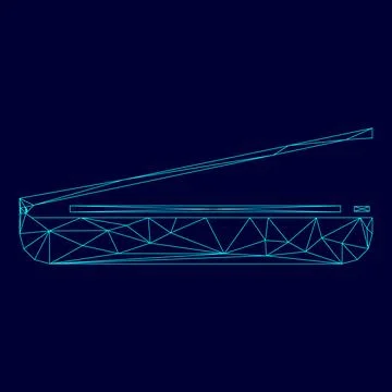 Scanner in low poly triangulation triangulated polygonal electric cyan blue.. Stock Illustration