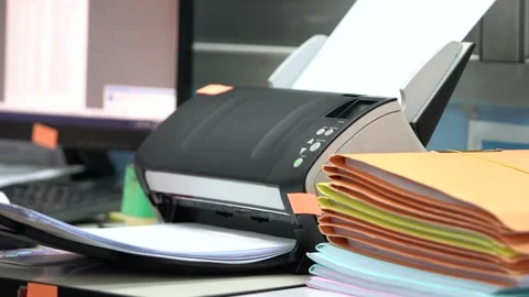Scanner machine for convert document. Video stock 136350233