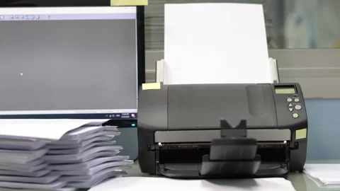 Scanner machine for convert document. Video stock 136350343