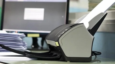 Scanner machine for convert document. Stock Footage 136350370