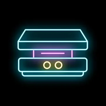 Scanner neon glowing icon for digital imaging Stock Illustration
