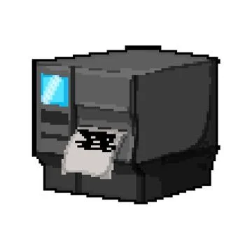 Scanner printer paper pixel art vector illustration Stock Illustration