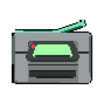 Scanner printer paper pixel art vector illustration Stock Illustration