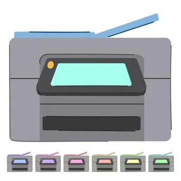 Scanner printer paper vector cartoon graphic Stockillustratie