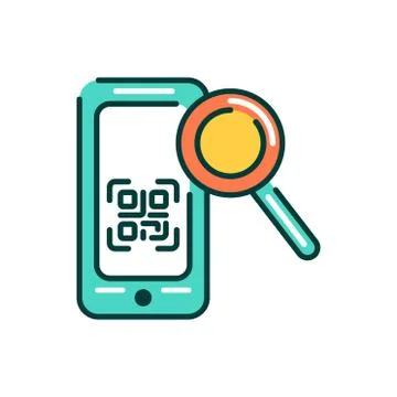 Scanner QR mobile application in smartphone color line icon. Pictogram for we Stock Illustration