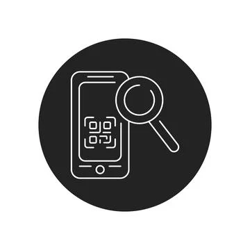 Scanner QR mobile application in smartphone black glyph icon. Pictogram for w Stock Illustration