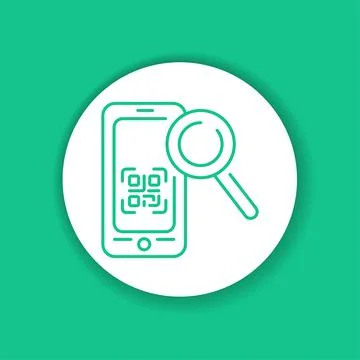 Scanner QR mobile application in smartphone color glyph icon. Stock Illustration