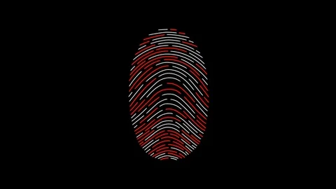 Scanner showing the three basic types of fingerprints. Fingerprint recognition. Stock Footage 80493192