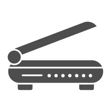 Scanner solid icon. Document scan vector illustration isolated on white. Copy Illustrazione stock