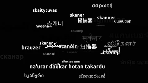 Scanner Translated in 53 Worldwide Languages Endless Looping 3d Zooming Wordc Stock Footage 145207668