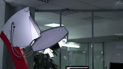 Scanner works moving on handle and flashing light in office Stock Footage 177969050