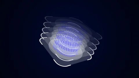 Scanning And Analysis Biometric Data From Fingerprint Video Animated Backgroud Stock Footage 342474719