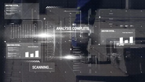 Scanning and analysis system functioning animation over urban street background Video stock 328244218