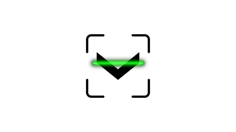 Scanning animation with downward arrow and green laser beam. Stock Footage 346498282